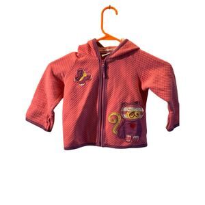 Hanna Andersson pink quilted jacket cat butterfly embroidered 18-24 months